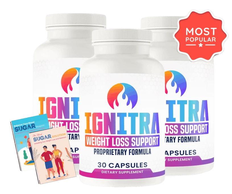  Ignitra supplement bottles – natural fat-burning capsules for weight loss and energy